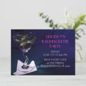 Bright Blue Bachelorette Martini Bruidsfeest Kaart (Staand voorkant)
