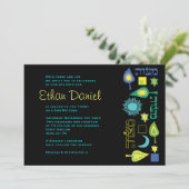 BRIGHT BLUE Bar Bat Mitzvah Uitnodiging (Staand voorkant)