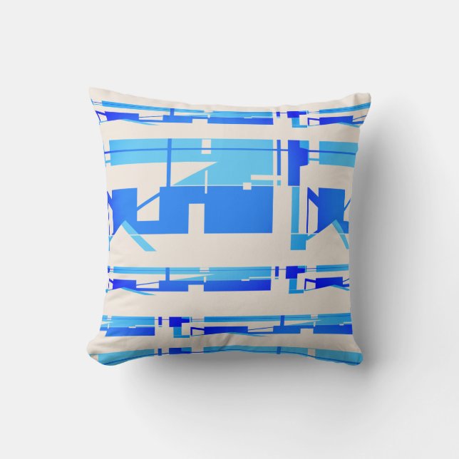 Bright Blue Beige Southwest Look Mozaïek Abstract Kussen (Voorkant)