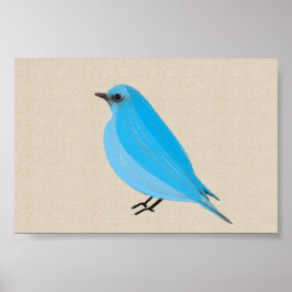 Bright Blue Bird Tanager op Linen Canvas Poster