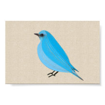 Bright Blue Bird Tanager op Linen Canvas