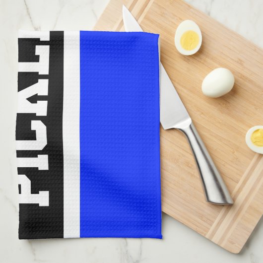 Bright Blue Black Racing Stripes PICKLEBALL Tekst Theedoek (Quarter Fold)
