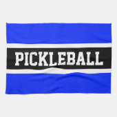 Bright Blue Black Racing Stripes PICKLEBALL Tekst Theedoek (Horizontaal)