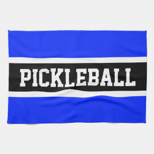 Bright Blue Black Racing Stripes PICKLEBALL Tekst Theedoek