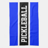 Bright Blue Black Racing Stripes PICKLEBALL Tekst Theedoek (Verticaal)