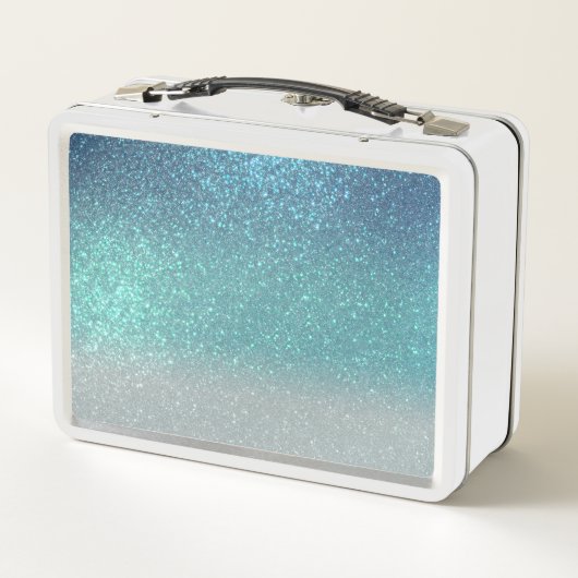 Bright Blue Blauwgroen Glitter Ombre Monogram (Achterkant)