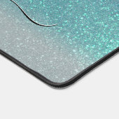 Bright Blue Blauwgroen Glitter Ombre Monogram Bureaumat (Hoek)
