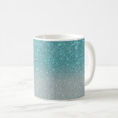 Bright Blue Blauwgroen Glitter Ombre Monogram Koffiemok (Voorkant rechts)