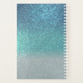 Bright Blue Blauwgroen Glitter Ombre Monogram Planner (Achterkant)