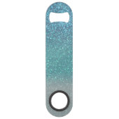Bright Blue Blauwgroen Glitter Ombre Monogram Speed Flessenopener (Achterkant)