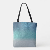 Bright Blue Blauwgroen Glitter Ombre Monogram Tote Bag (Achterkant)