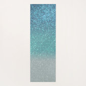 Bright Blue Blauwgroen Glitter Ombre Monogram Yogamat (Achterkant)