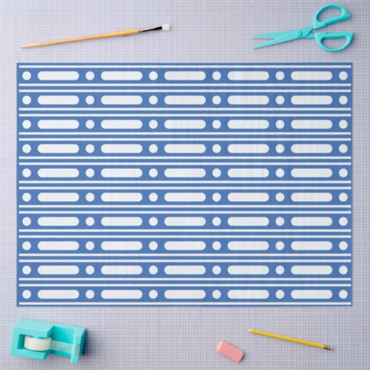Bright Blue Bone Inlay Border Dots Decoupage Paper Tissuepapier (Craft)