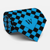 Bright Blue Business Checkered Stropdas (Opgerold)