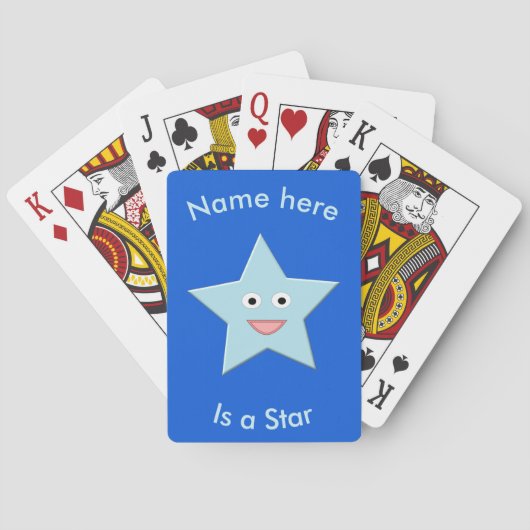 Bright Blue Celebration Star - Aangepaste afspeelk Pokerkaarten (Achterkant)