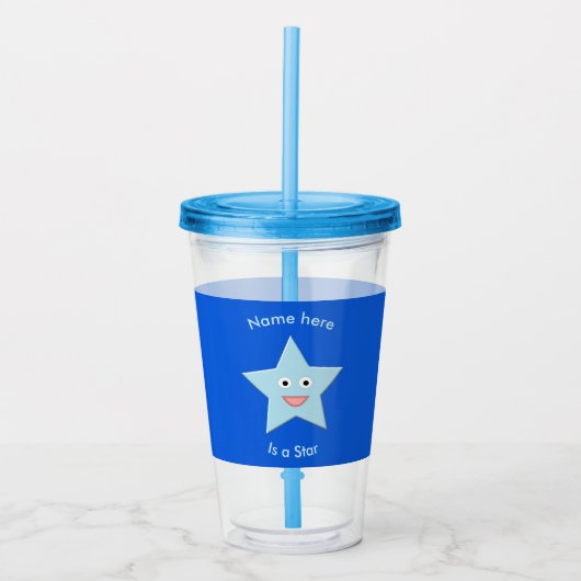 Bright Blue Celebration Star Acryl Drinkbeker (Voorkant)