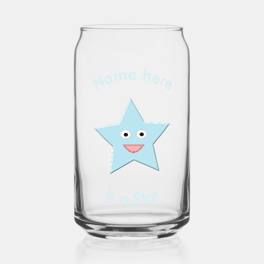 Bright Blue Celebration Star Custom Blikvorm Glas (Voorkant)
