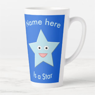 Bright Blue Celebration Star Custom Latte Mok