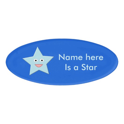 Bright Blue Celebration Star Custom Name Label Naambadge (Voorkant)