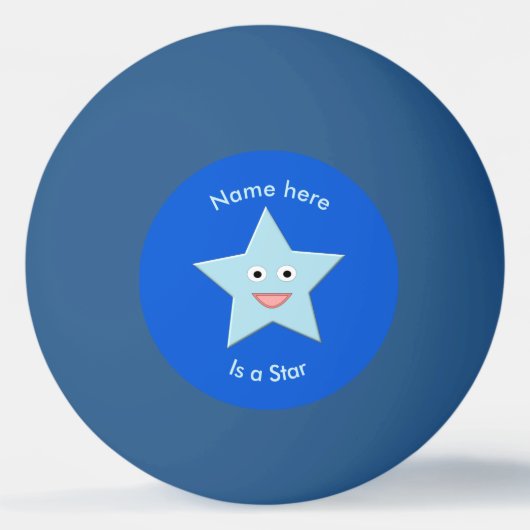 Bright Blue Celebration Star Custom Ping Pong Ball (Voorkant)