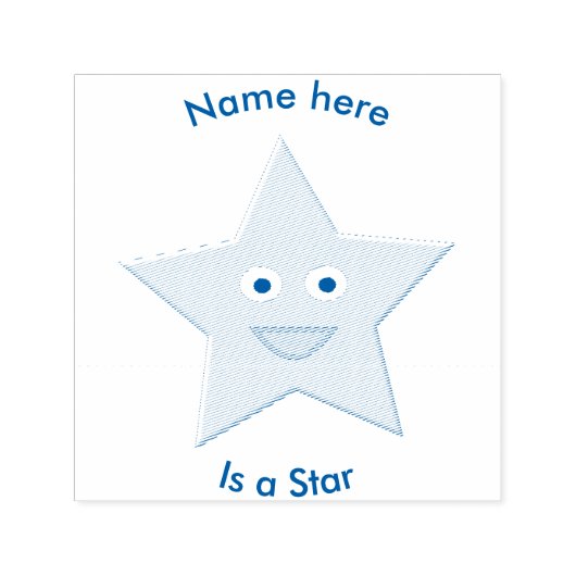 Bright Blue Celebration Star Custom Self Inking Zelfinktende Stempel (Design)
