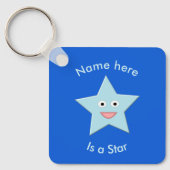 Bright Blue Celebration Star Custom Sleutelhanger (Voorkant)