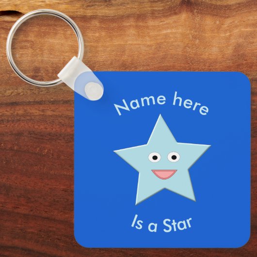 Bright Blue Celebration Star Custom Sleutelhanger (Voorkant)