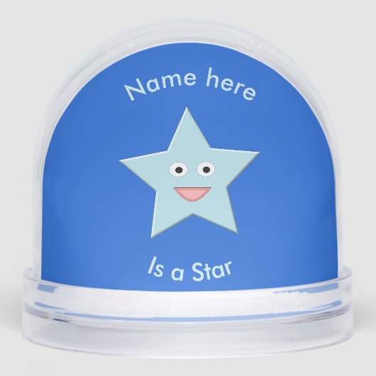 Bright Blue Celebration Star Custom Sneeuwbol (Voorkant)