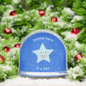 Bright Blue Celebration Star Custom Sneeuwbol (Kerstmis)