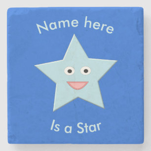 Bright Blue Celebration Star Custom Stone Onderzet Stenen Onderzetter