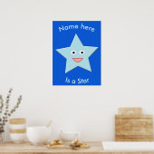 Bright Blue Celebration Star-Poster Poster (Keuken)