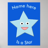 Bright Blue Celebration Star-Poster Poster (Voorkant)