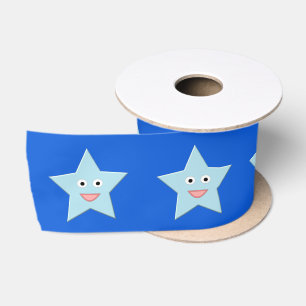 Bright Blue Celebration Star Ribbon Satijnen Lint