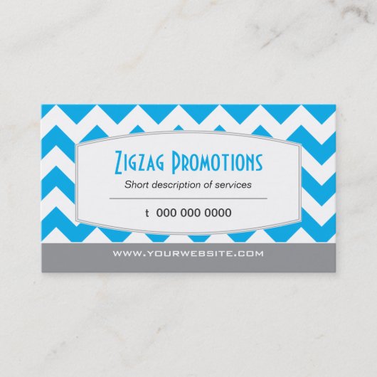 Bright Blue Chevron Visitekaartje (Voorkant)