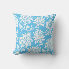 Bright Blue Damask Pillow Kussen
