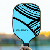 Bright Blue en Black Abstracte print met naam Pickleball Paddle