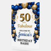 Bright Blue en Flat Gold verjaardagsfeestje Acryl Bord (Hoek)