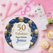 Bright Blue en Flat Gold verjaardagsfeestje Papieren Bordje (Feest)