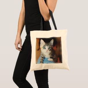 Bright Blue Eyed Kitten Tote Bag