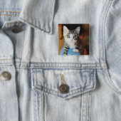 Bright Blue Eyed Kitten Vierkante Button 5,1 Cm (In situ)