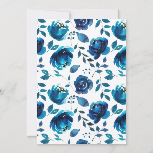 Bright Blue Floral en David Star | Bat Mitzvah Kaart (Achterkant)