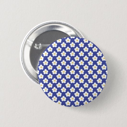 Bright Blue Floral Pattern Ronde Button 5,7 Cm (Voorkant /achterkant)