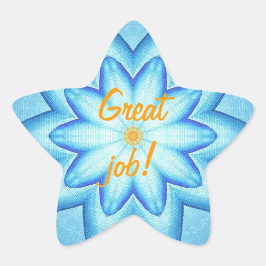 Bright Blue Flower Petals Sinaasappel Grote Job St Ster Sticker (Voorkant)