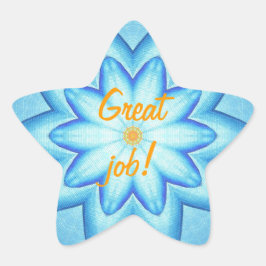 Bright Blue Flower Petals Sinaasappel Grote Job St Ster Sticker