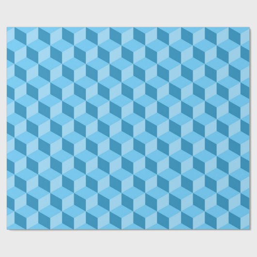 BRIGHT BLUE GEOMETRIC CUBE PATTERS CADEAUPAPIER (Vlak)