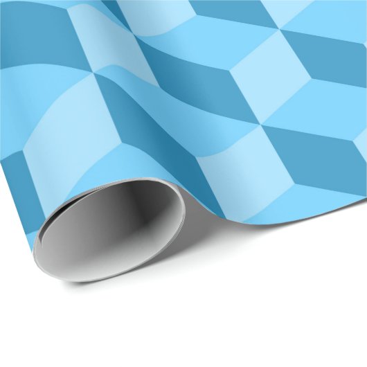 BRIGHT BLUE GEOMETRIC CUBE PATTERS CADEAUPAPIER (Rol Hoek)