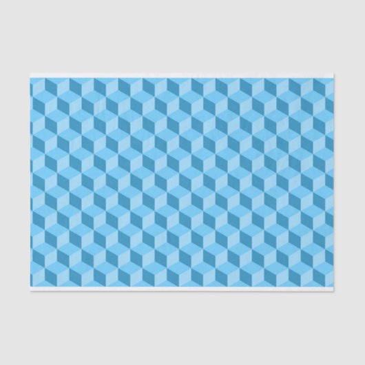 BRIGHT BLUE GEOMETRIC CUBE PATTERS TISSUEPAPIER (Voorkant)