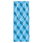 BRIGHT BLUE GEOMETRIC CUBE PATTERS WIJN CADEAUTAS (Achterkant)