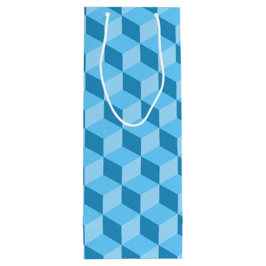 BRIGHT BLUE GEOMETRIC CUBE PATTERS WIJN CADEAUTAS (Achterkant)