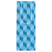 BRIGHT BLUE GEOMETRIC CUBE PATTERS WIJN CADEAUTAS (Voorkant)